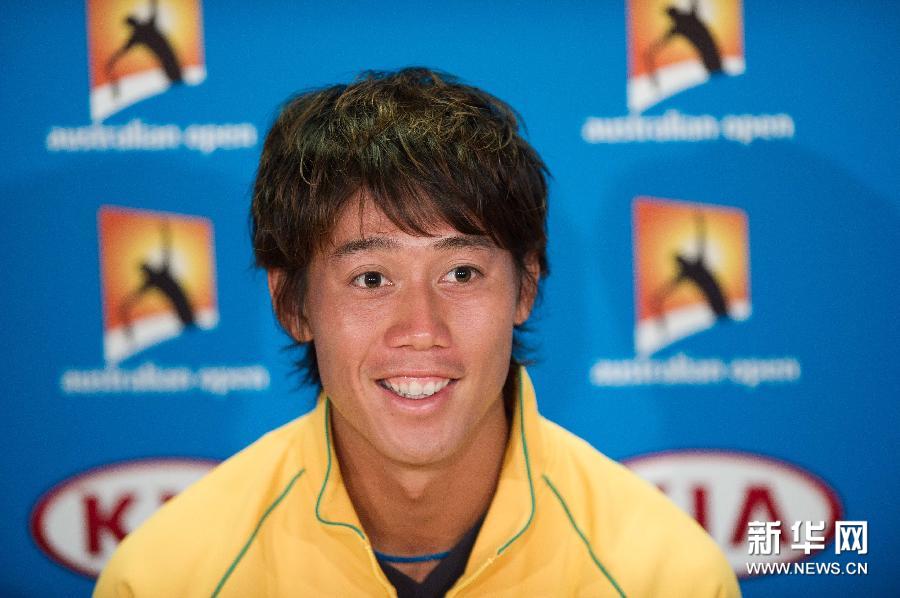 日本选手锦织圭出席2014年澳大利亚网球公开
